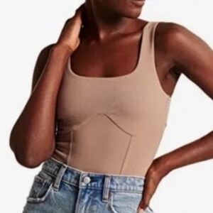 Abercrombie & Fitch corset style tank Bodysuit BLACK